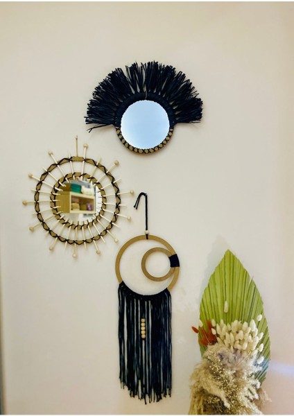 Bohem Hasır Duvar Dekorasyon Ürünü 3’lü Set modelleri