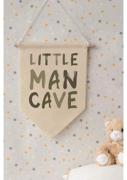 Çocuk Odası Dekor, Duvar Süsü, Ahşap Bebek Odası Dekor, Canvas Flama, Little Man Cave - Yeşil fırsatları