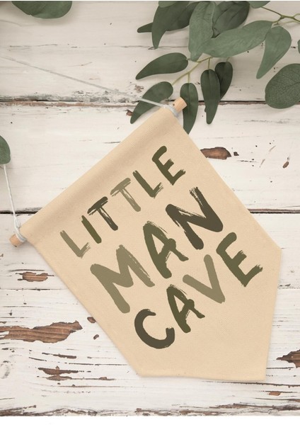 Çocuk Odası Dekor, Duvar Süsü, Ahşap Bebek Odası Dekor, Canvas Flama, Little Man Cave - Yeşil indirimleri