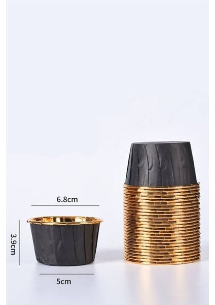 Siyah Gold Muffin Kek Kapsülü Cupcake Kalıbı 25'Li