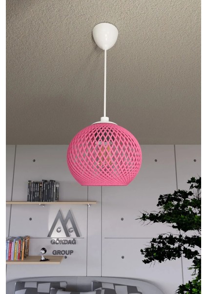 Balle Pembe Sarkıt Top Avize Beyaz Kablo