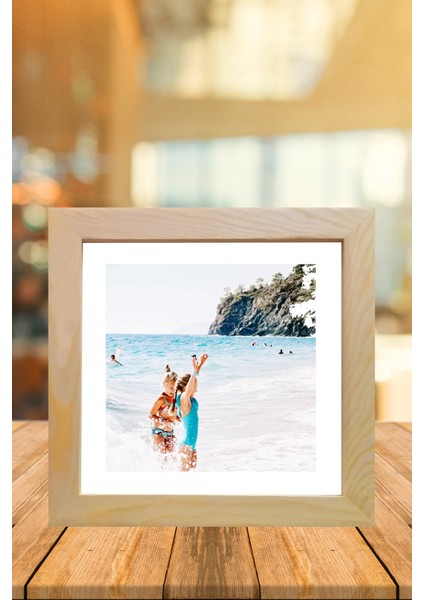 Fonlu Ahşap Derinlik Görünümlü Çerçeve Tekli Boş Çerçeve Masa Üstü Çerçeve Hediyelik Çerçeve