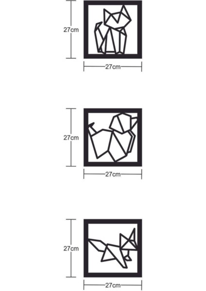 Ahşap Dekoratif Origami Hayvanlar Duvar Dekoru