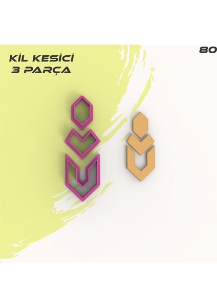 Geometrik Polimer Kil Kesme Kalıbı, Kil Küpe Kalıpları, Seramik Çamuru, Clay Cutter, No : 80