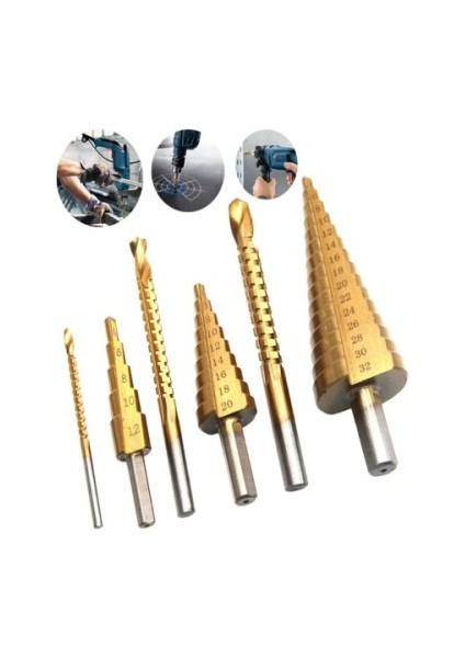 Büro Ev Ofis Matkap Cihazı Için 6parça Kademeli Matkap Ucu Seti modelleri