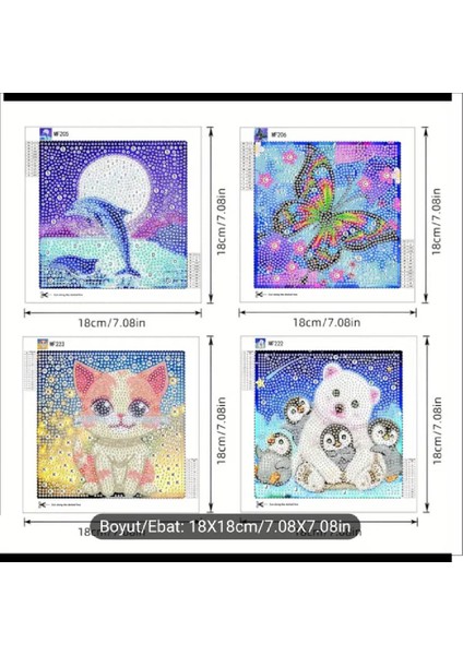 Yunus ve Kedi 2li Elmas Boyama Seti 18*18 cm