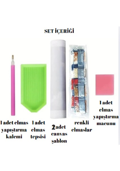 Yunus ve Kedi 2li Elmas Boyama Seti 18*18 cm