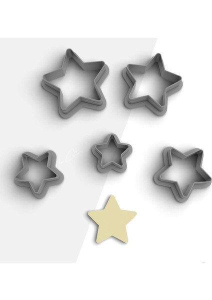 Yıldız Şekilli Polimer Kil Kesme Kalıbı, Küpe Kalıp, Clay Cutter, 5 Boy, No:1000
