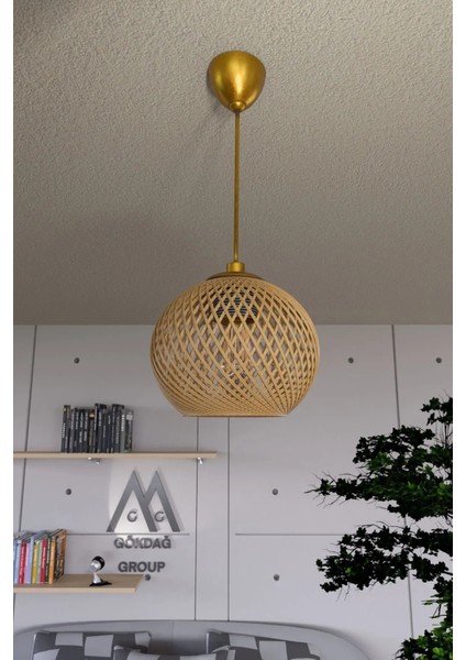Balle Hasır Sarkıt Top Avize Gold Kablo