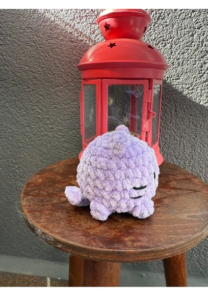 El Yapımı Örgü Mor Kedi Oyuncak Amigurumi