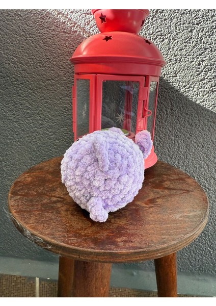 El Yapımı Örgü Mor Kedi Oyuncak Amigurumi