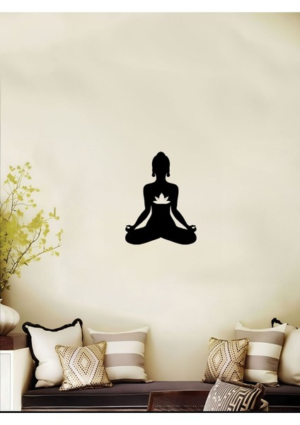 Duvar Süsü Lazer Kesim Dekoratif Ahşap Budha Lotus 30X22