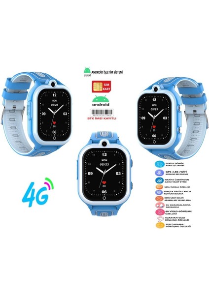 4g Sim Kartlı Gps'li KT29 Pro Android Çocuk Saati (Whatsaap-Wifi-Imei Kayıtlı-Hızlı ) 2024MODEL