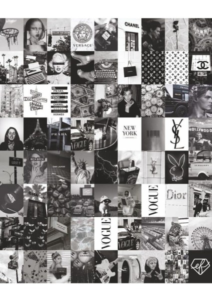 Siyah Aesthetic 70'li Poster Duvar Kağıdı Seti