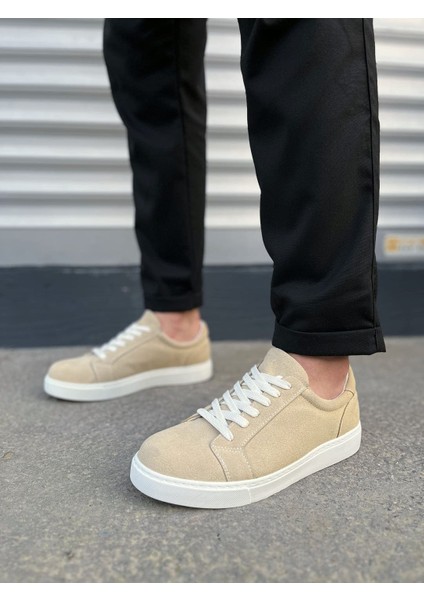JY165 Elite Bağcıklı Süet Erkek Günlük Sneaker Ayakkabı Sbt - Krem