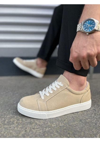 JY165 Elite Bağcıklı Süet Erkek Günlük Sneaker Ayakkabı Sbt - Krem