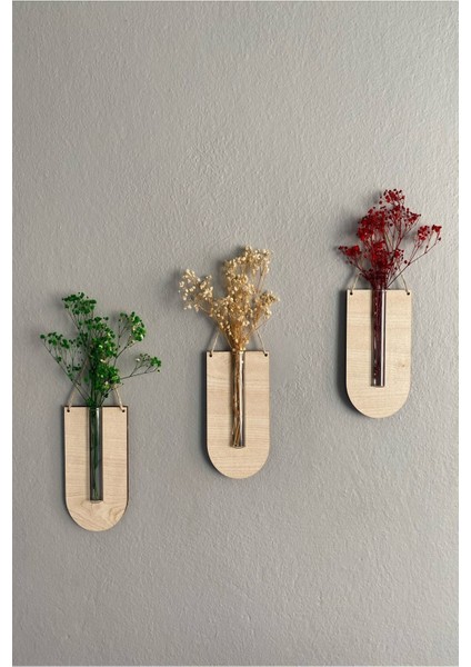 Ahşap Dekoratif 3'lü Duvar Çiçekliği