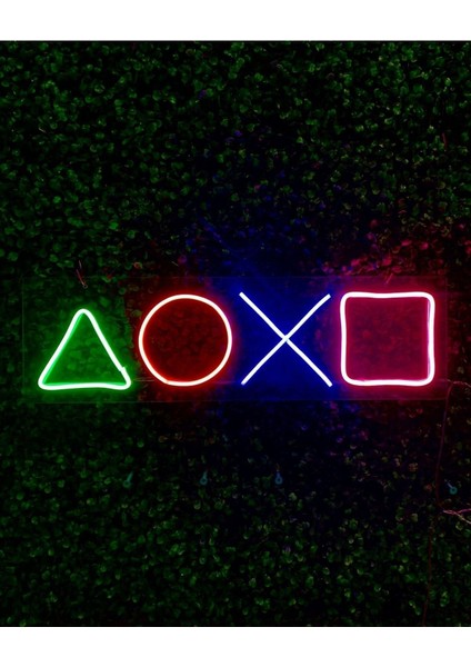 Neon LED Playstation Tuş Takımı Dekoratif Gece Aydınlatması ve Aksesuar Anahtarlı Açma Kapama