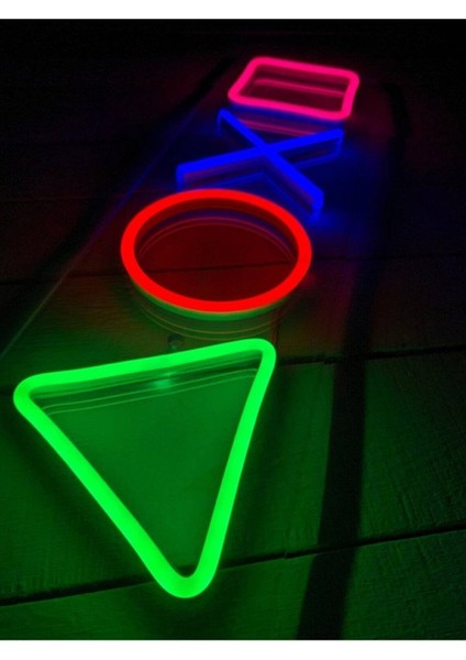 Neon LED Playstation Tuş Takımı Dekoratif Gece Aydınlatması ve Aksesuar Anahtarlı Açma Kapama modelleri