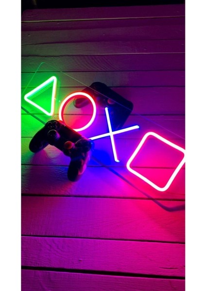 Neon LED Playstation Tuş Takımı Dekoratif Gece Aydınlatması ve Aksesuar Anahtarlı Açma Kapama fırsatları