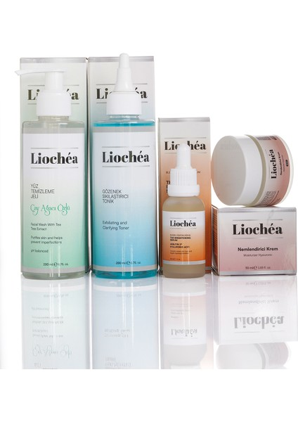 Liochéa Leke Karşıtı Cilt Bakım Seti | Tonik & Arbutin Serum & Jel & Krem | 4’lü Set