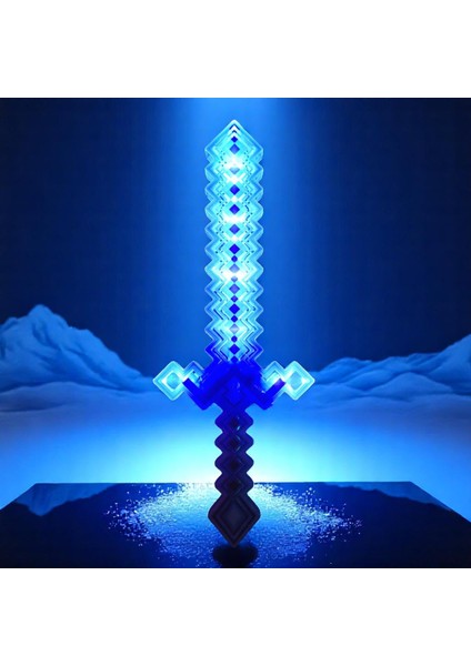 Vıp Yüksek Kalite Sesli Mavi LED Işıklı Kılıç Mavi Pixel Kılıç Işıklı Mavi Oyuncak Kılıç Mavi Kılıç