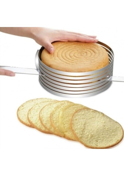 2 Adet Dilimli Ayarlı Yuvarlak Kesim Çemberi Pasta Kek Kalıbı