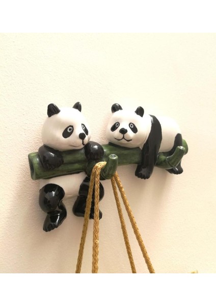 Dekoratif Ikili Modern Duvar Askılık Bambu Üstünde Panda Dekor modelleri