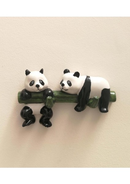 Dekoratif Ikili Modern Duvar Askılık Bambu Üstünde Panda Dekor indirimleri
