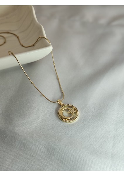 Ay Yıldız Çelik Paslanmaz Kolye