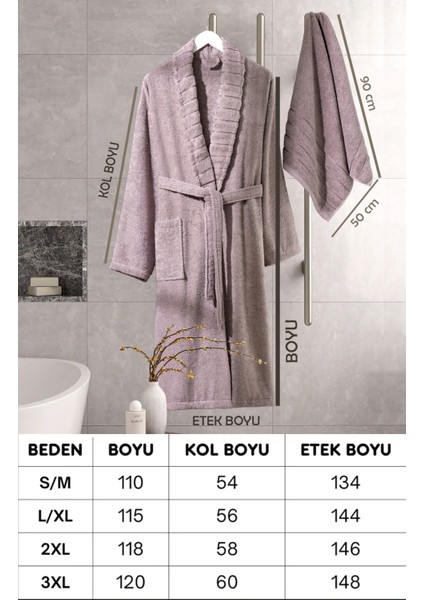 Bornoz - Havlu Seti Carla Indigo Mürdüm L/ x L+50 x 90 cm