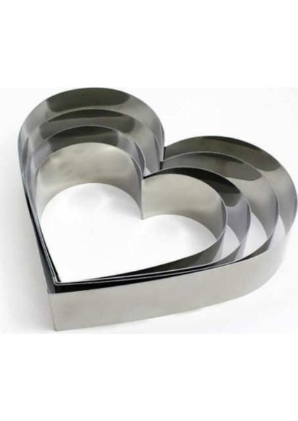 Kalp Çember Pasta Kek Kalıbı 4'lü Set Derinlik 10 cm