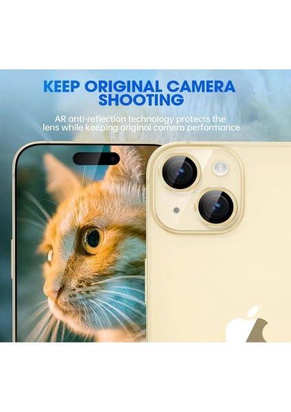 IPHONE 15 / 15 Plus Uyumlu Tempered Glass Kamera Lens Koruyucu