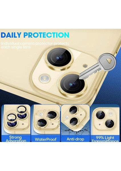 IPHONE 15 / 15 Plus Uyumlu Tempered Glass Kamera Lens Koruyucu