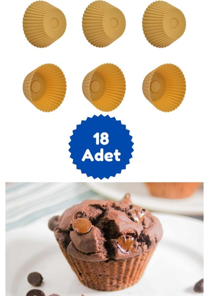 Sarı 18'Li Silikon Mini Browni Kalıbı - Muffin Kalıbı 18 Adet Cupcake Kek Kalıbı