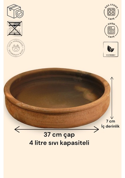 3'lü Toprak Güveç-Fırın Tepsisi-Pişirme Kabı Seti 37 Cm- 33 cm -28 cm