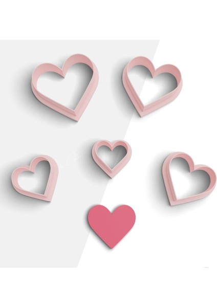 Kalp Şekilli Polimer Kil Kalıbı, Kurabiye Kalıbı, Takı Kalıbı, Sevgililer Günü Kalıpları, No:1200