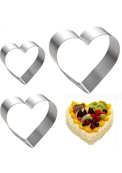 Narkalıp Kalp Çember Pasta Kek Kalıbı 4'lü Set Derinlik 8 cm modelleri