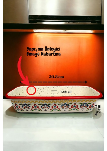 30/13 Emaye Baton Kek Ekmek Kalıbı 1,7Lt Fırın, Pişirme, Pasta, Çeyiz, modelleri