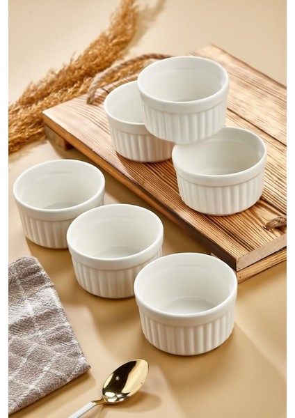 Naturel Lüx 6'lı 10 cm Porselen Sufle Kabı Ve Fırın Kek Kabı
