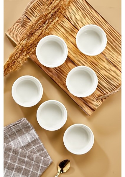 Naturel Lüx 6'lı 10 cm Porselen Sufle Kabı Ve Fırın Kek Kabı