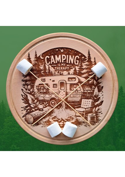 Camping Is My Therapy Temalı Ahşap Sunum Tahtası fırsatları
