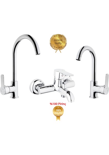 Kare Delta Lavabo,banyo,evye Batarya Üçlü Set