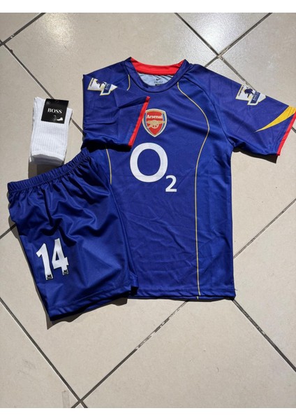 Arsenal Henry Mavi Dijital Baskılı Çocuk Futbol Forması 4 Lü Set