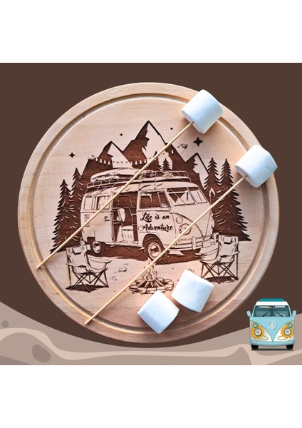 Life Is An Adventure Temalı Ahşap Sunum Tahtası