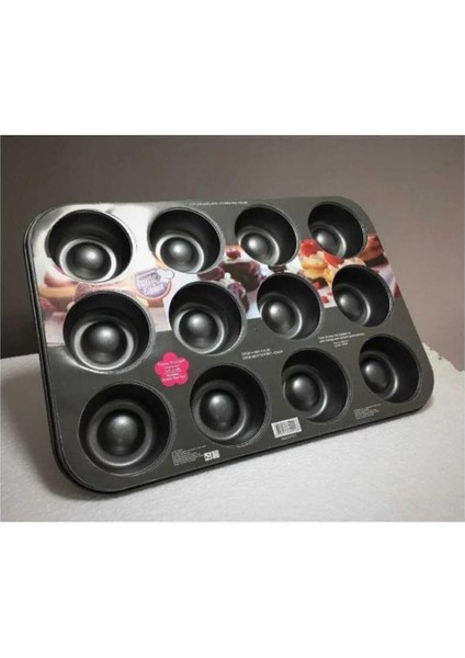 12'li Yanmaz Yapışmaz Teflon Kaplama Borulu Muffin Kek Kalıbı