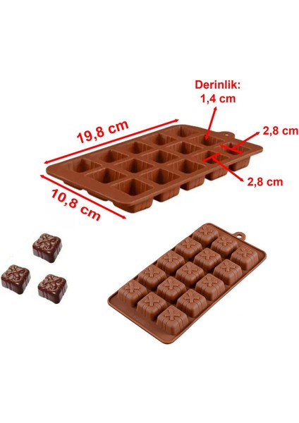 15 Göz Fiyonklu Hediye Kutusu Şekilli Silikon Mum Şeker Kurabiye Jöle Çikolata Buz Vb Kalıbı (1 Ade fırsatları