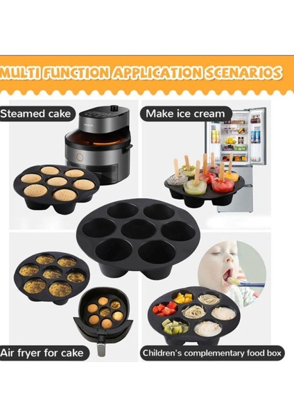 3+1 Silikon Airfryer Pişirme Kalıbı Seti Kırmızı Yonca+Bölmeli+Siyah Muffin Kabı+Yağ Sprey fırsatları