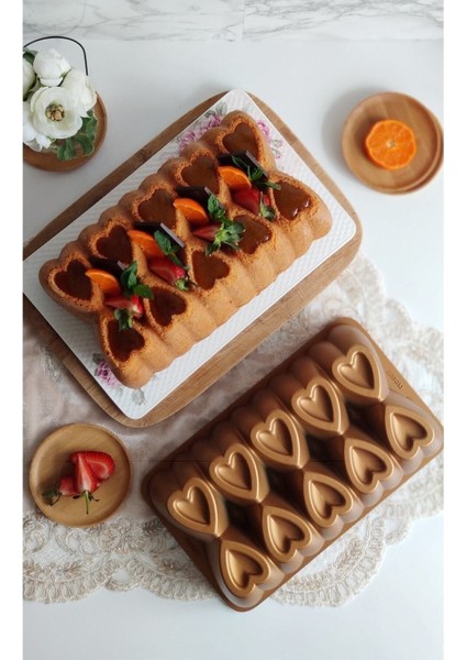 Ametist Döküm Yanmaz Yapışmaz Baton Kek Kalıbı - Gold