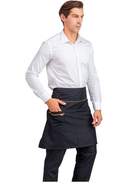 Şık Bel Önlük, Siyah Sarı Biye Detaylı, Konforlu ve Modern Tasarım, 70x54, Pamuk Polyester fiyatları